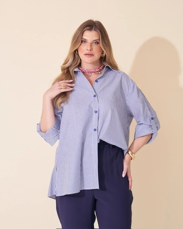 camisa stripes em algodao 100% kayla