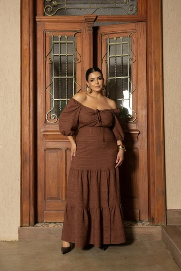 pre venda conjunto cropped cigana+ saia longa 3 marias season divas