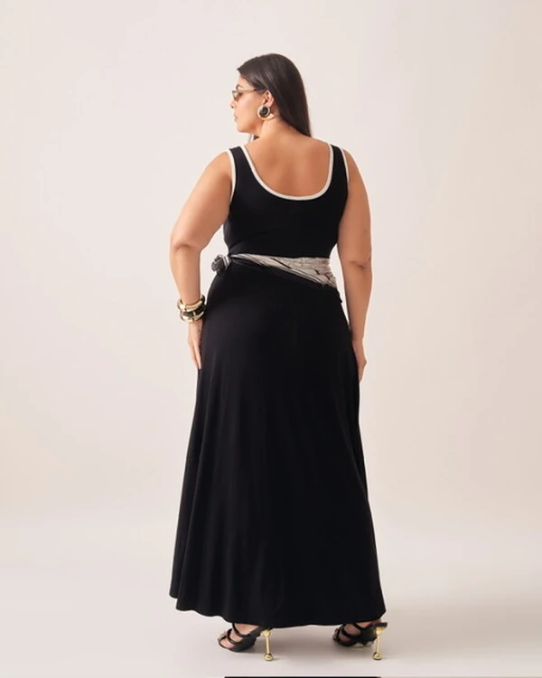 vestido malha de viscose bicolor kayla