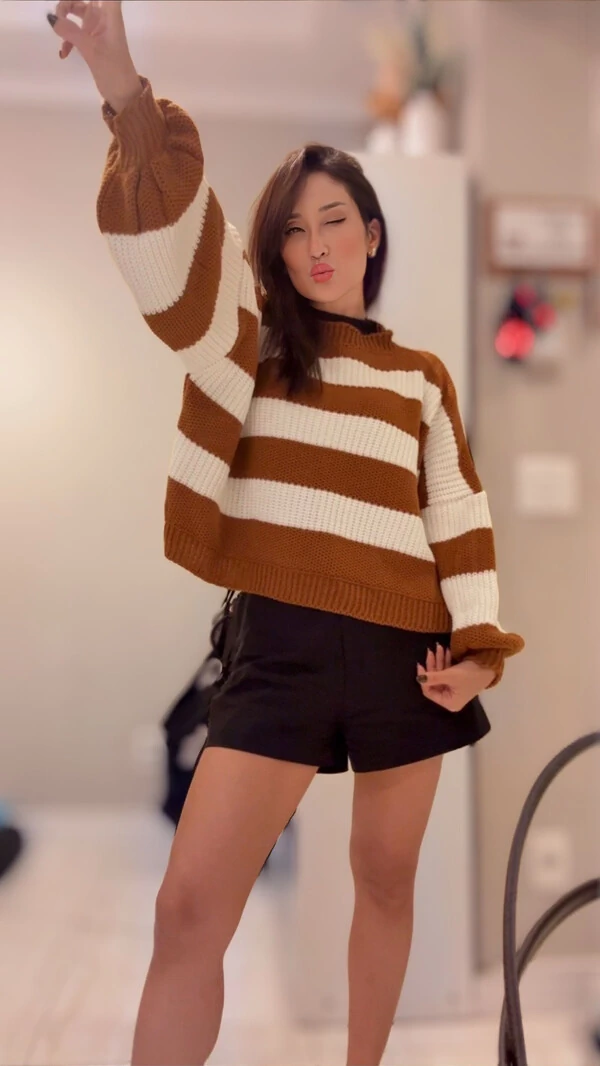 Blusa listra tricot planet