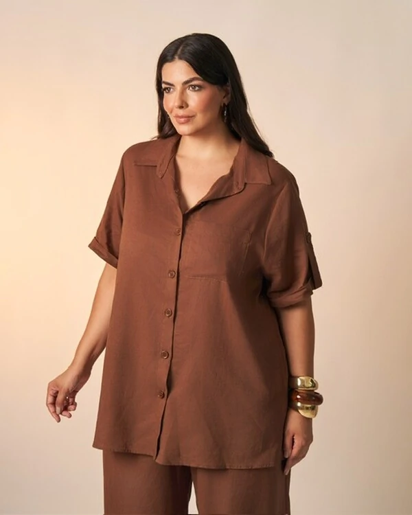 camisa nalu viscose e linho kayla