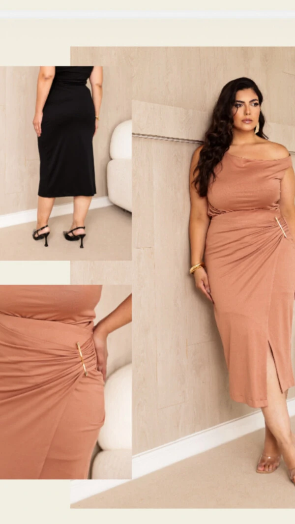 Saia midi crepe moss upper sabrina