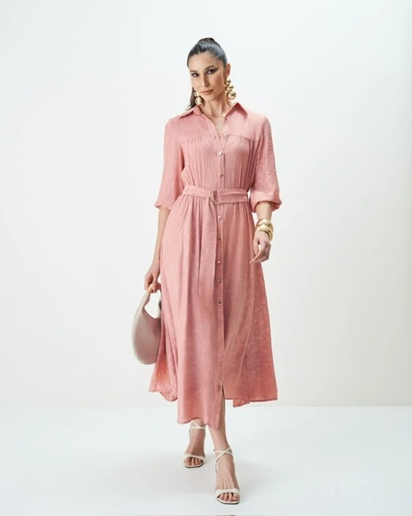 vestido chemise midi paisley quebela