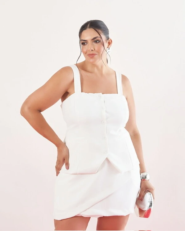 Blusa alfaiataria com botoes bolso fake Bell kayla