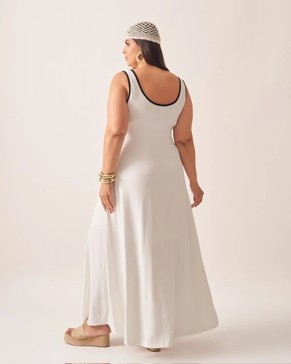 vestido malha de viscose bicolor kayla
