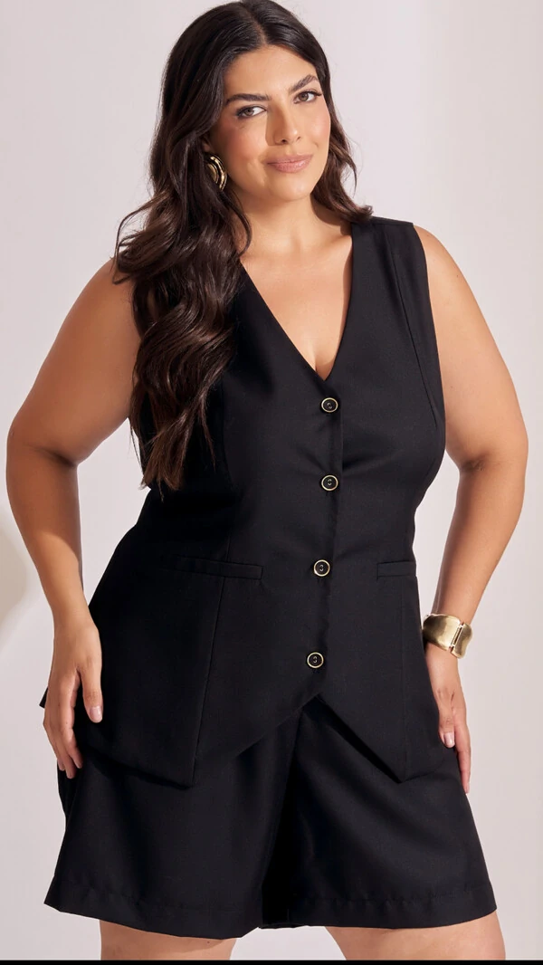 colete alfaiataria bolso fake collab kayla