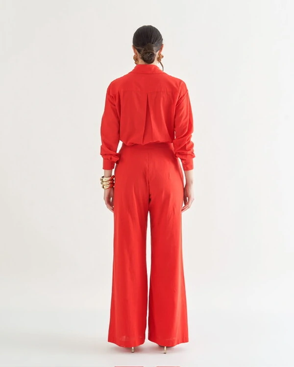 conjunto camisa e calca linho quebela