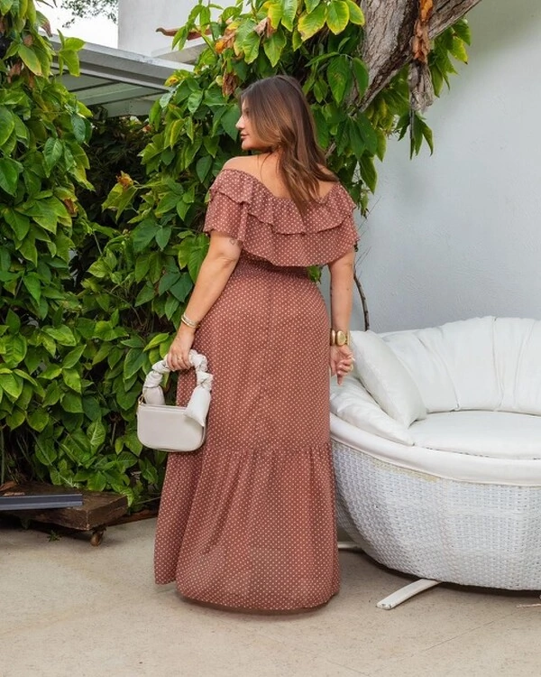 pre venda vestido longo poa fabiola mr fr