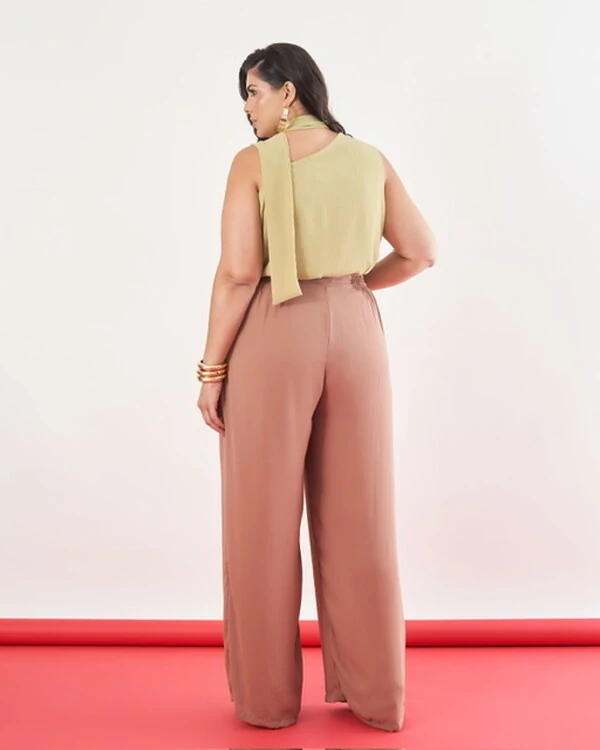 Calca ariele longo chiffon crepe e shorts forro kayla