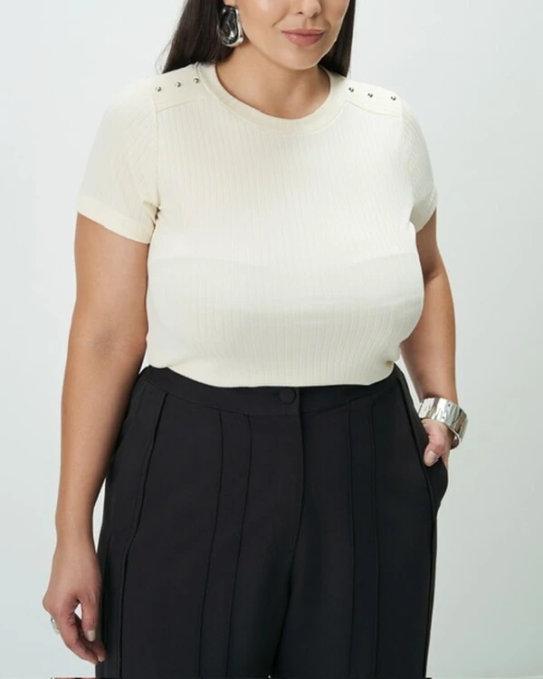 blusa canelada quebela