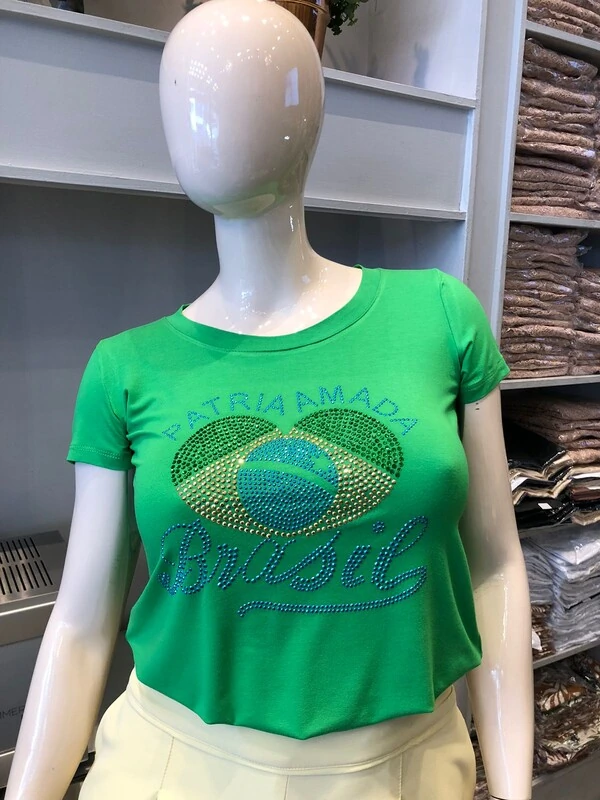 blusa t shirt brasil patria amada coracao hotfix ´predil