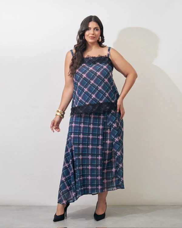 regata xadrez com renda chantily kayla