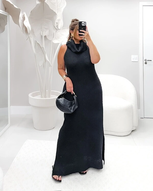 Vestido longo tricot modal paris planet