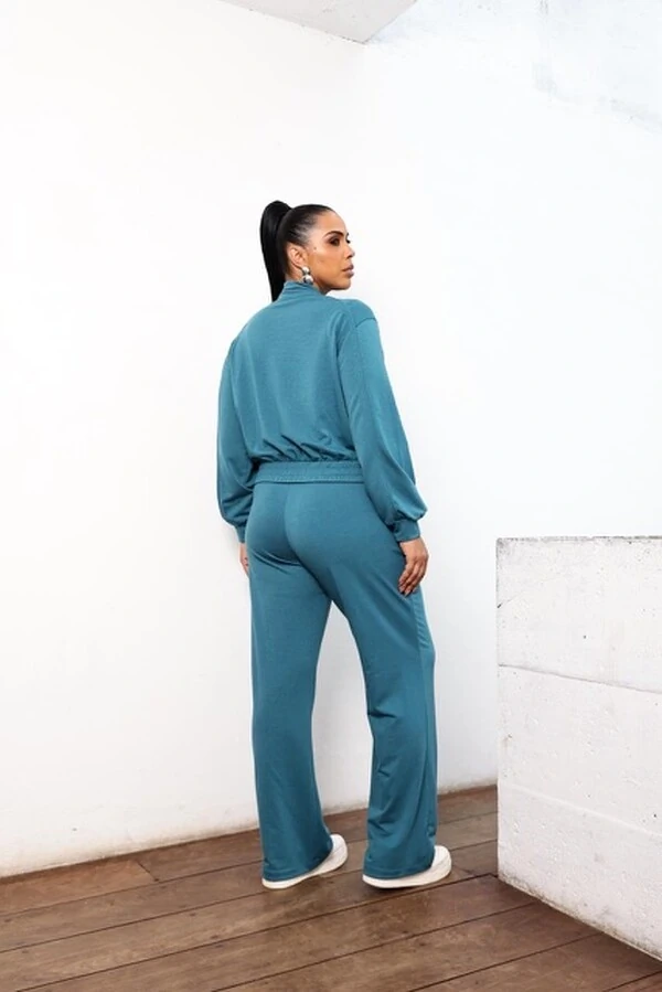 calca reta soft moletinho com amarracao frontal upper