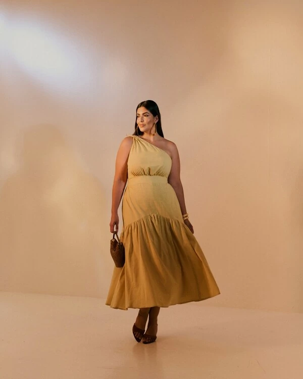 vestido midi colise algodao quebela