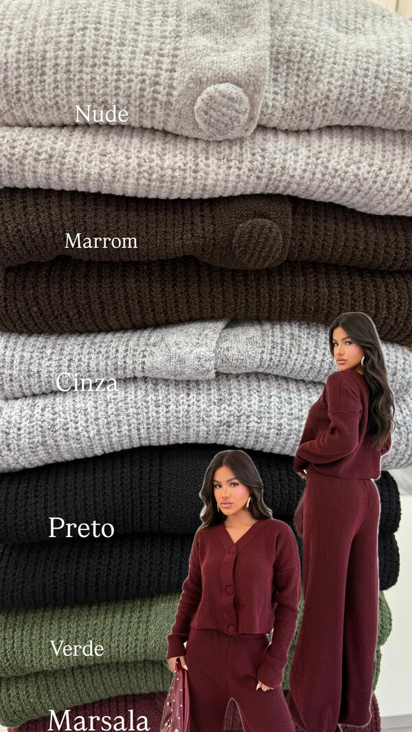 pre venda conjunto casaqueto midi com botoes e calcas planet