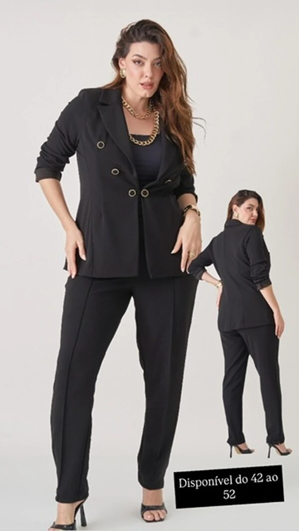 blazer scuba de alfaiataria black com elastano botoes upper
