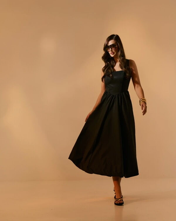 vestido colonial em tricoline com elastano e elastico costa quebela