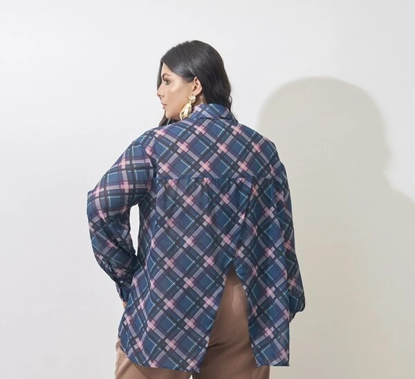 camisa linda crepe xadrez kayla