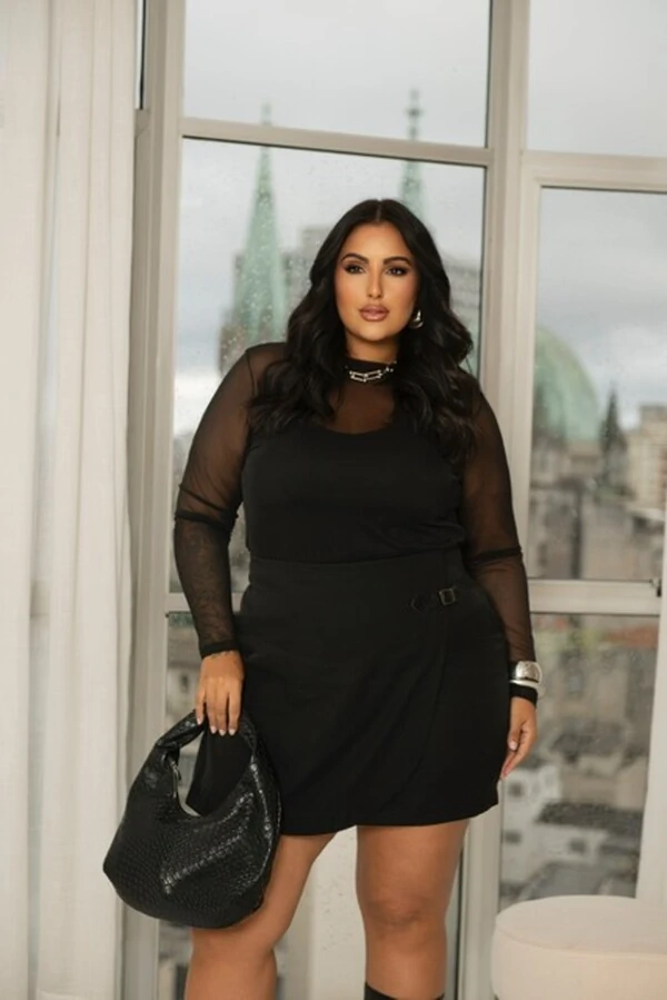 PRE VENDA blusa tule manga longa poliamida divas