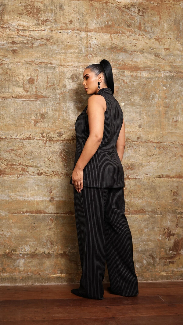 pre venda calca alfaiataria risca de giz loren upper