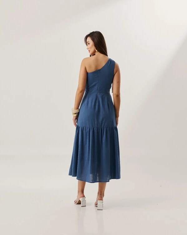 vestido midi colise algodao quebela