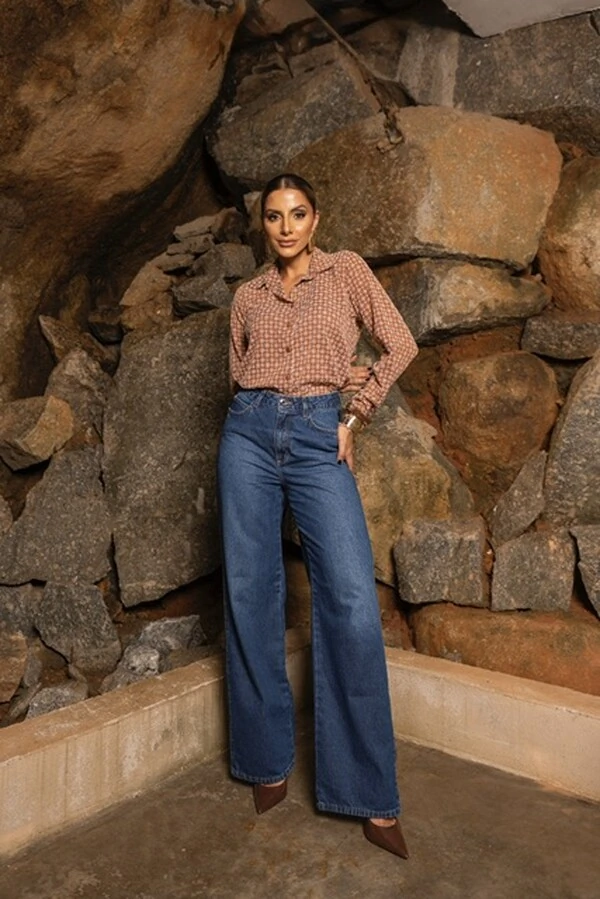 pre venda calca jeans wide denim season divas