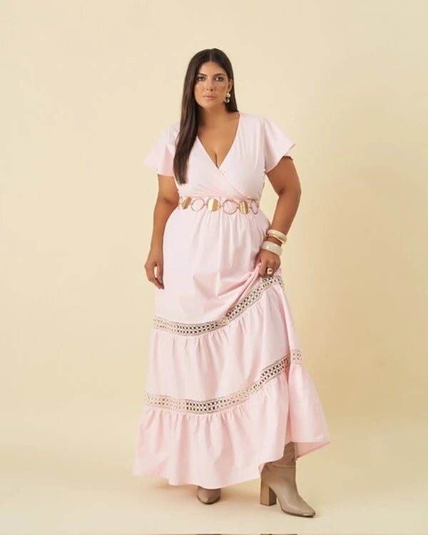 Vestido longo com renda rosalina kayla