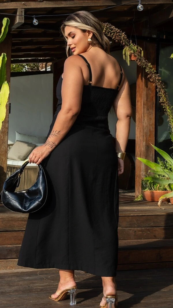 Pre venda vestido midi sendoriale fivelas mr fr