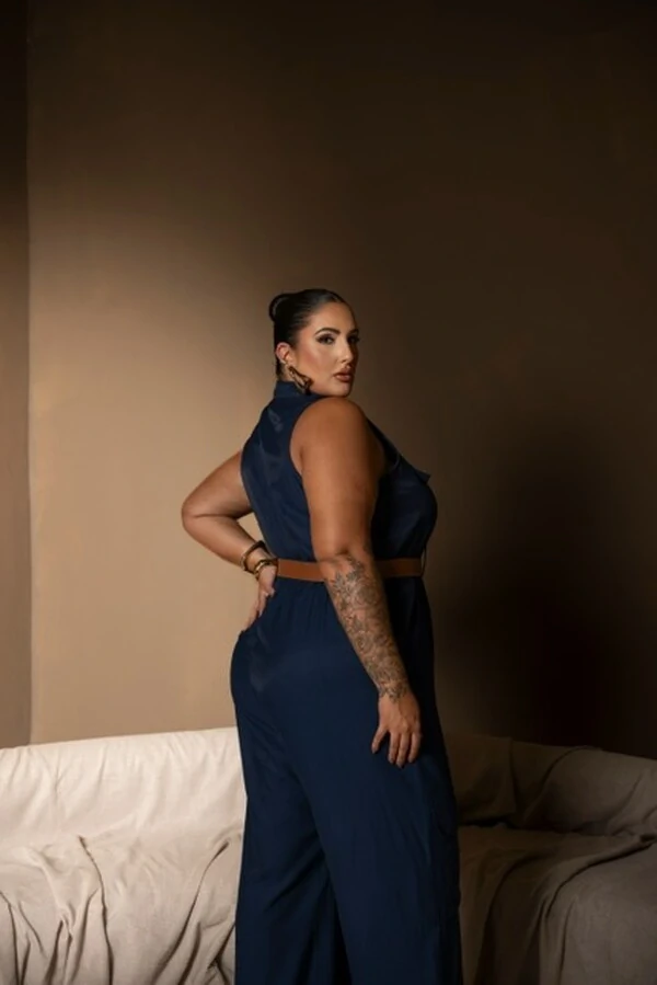 pre venda macacao cargo alfaiataria com cinto divas