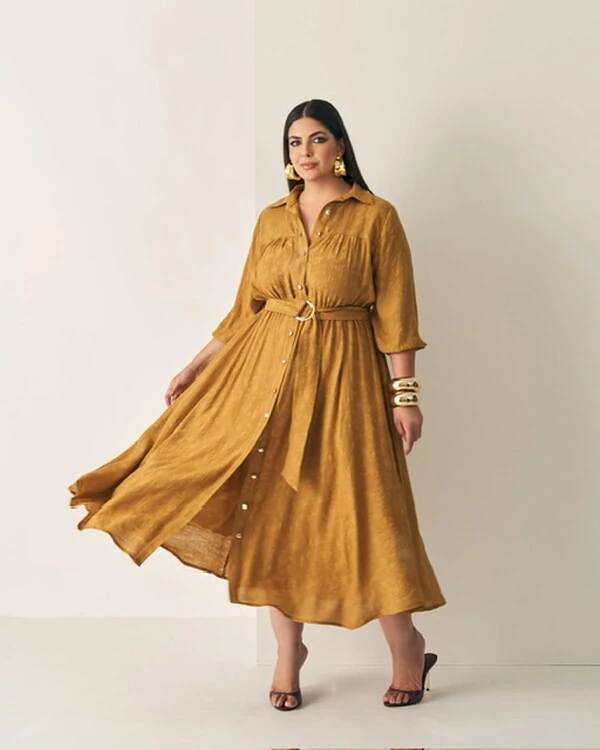 vestido chemise midi paisley quebela