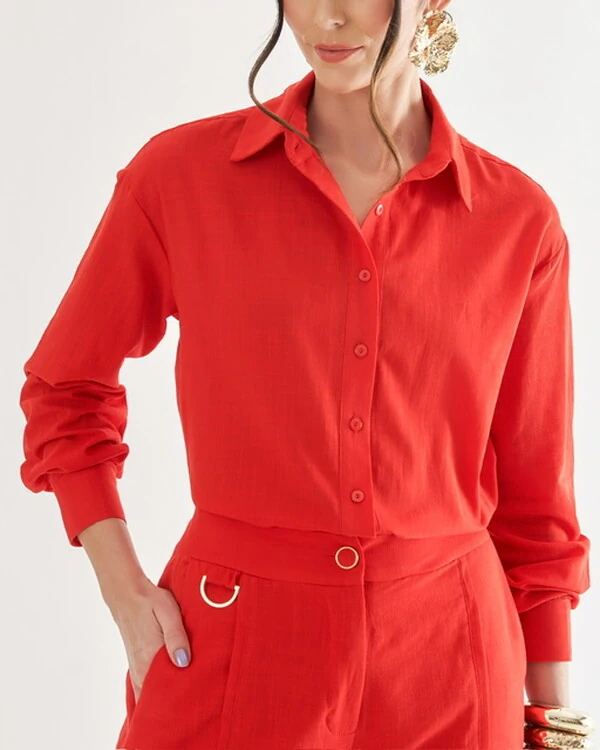 conjunto camisa e calca linho quebela