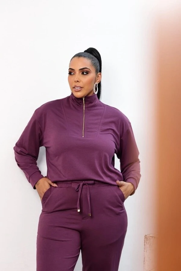 blusa soft moletinho com fechamento ziper gola upper