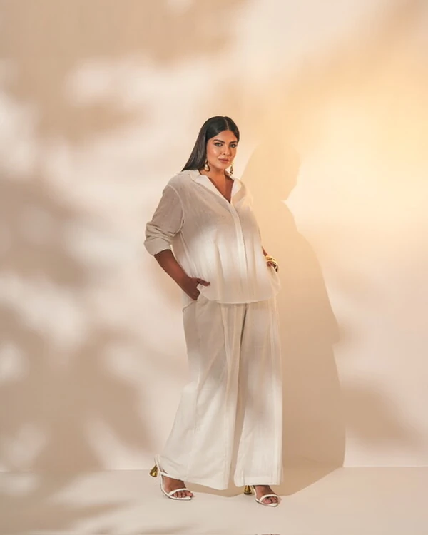 conjunto camisa e calca linho quebela