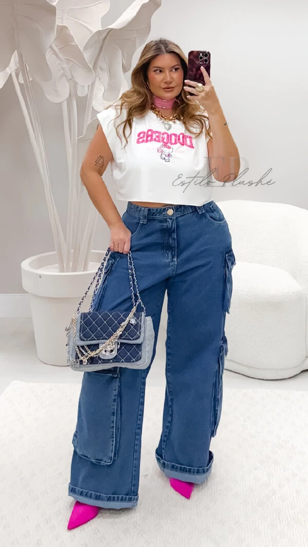 PRE VENDA‼️calca wildleg cargo ocean jeans hello 100% algodao