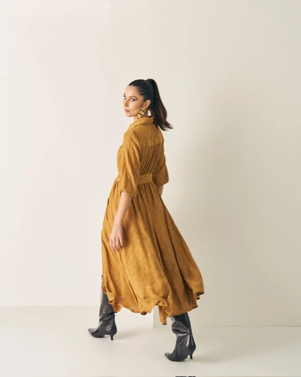 vestido chemise midi paisley quebela