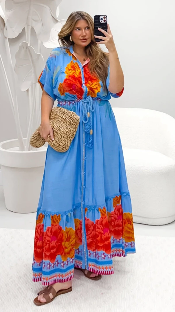 Vestido viscolinho estampado flor viva doce