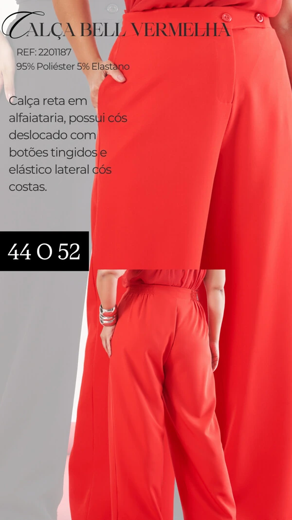 Calca reta alfaiataria botoes Bell kayla