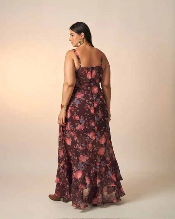 vestido floral chiffon celeste kayla