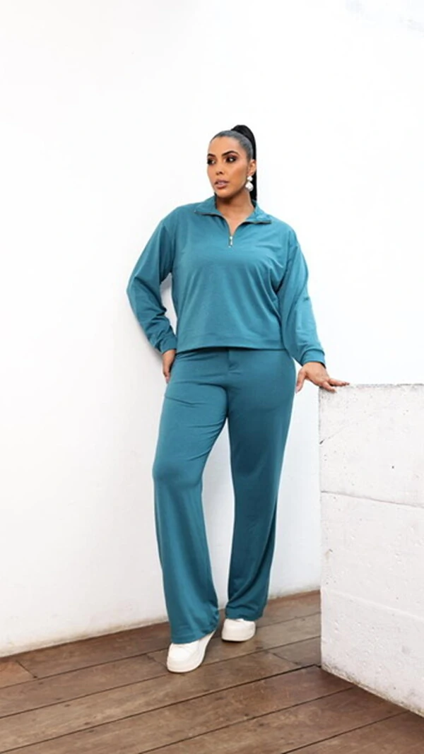 calca reta soft moletinho com amarracao frontal upper