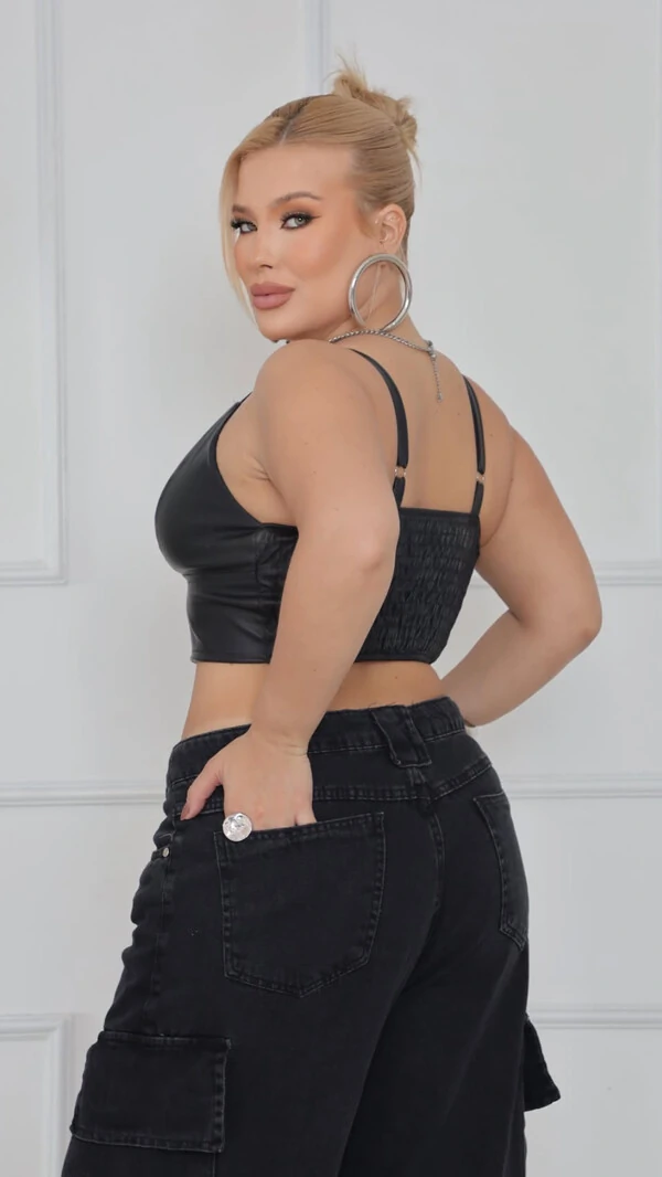 Calca jeans double cargo black