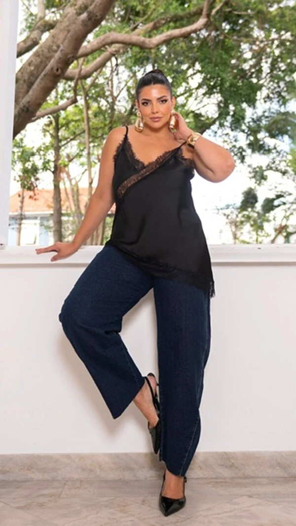 pre venda blusa cetim de alca com renda assimetrica divas