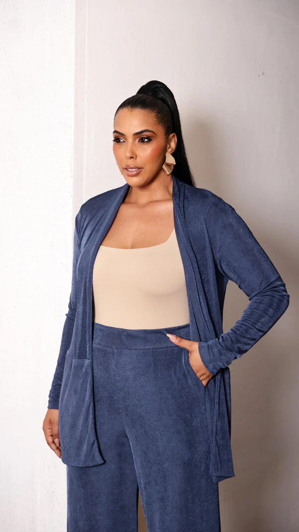 cardigan alongado aveludado larissa upper