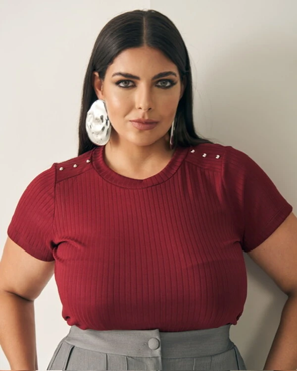 blusa canelada quebela