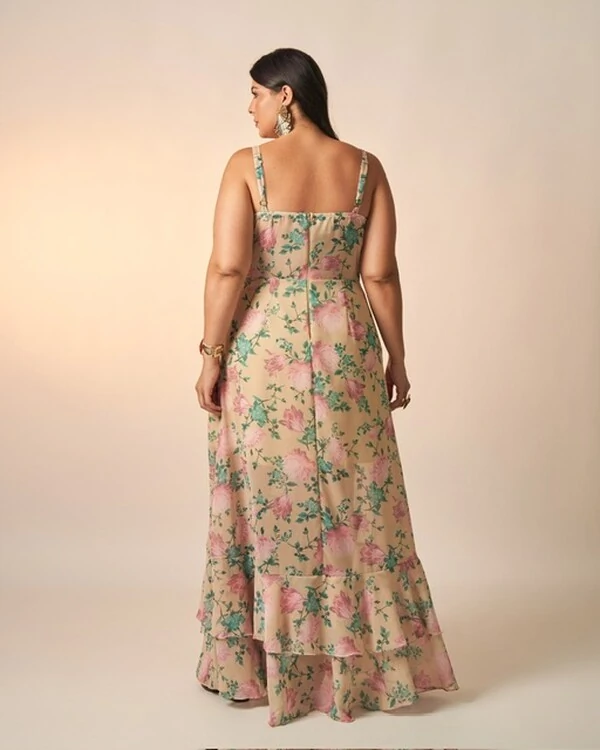 vestido floral chiffon celeste kayla