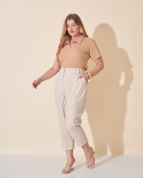 blusa malha micro rib polo kayla
