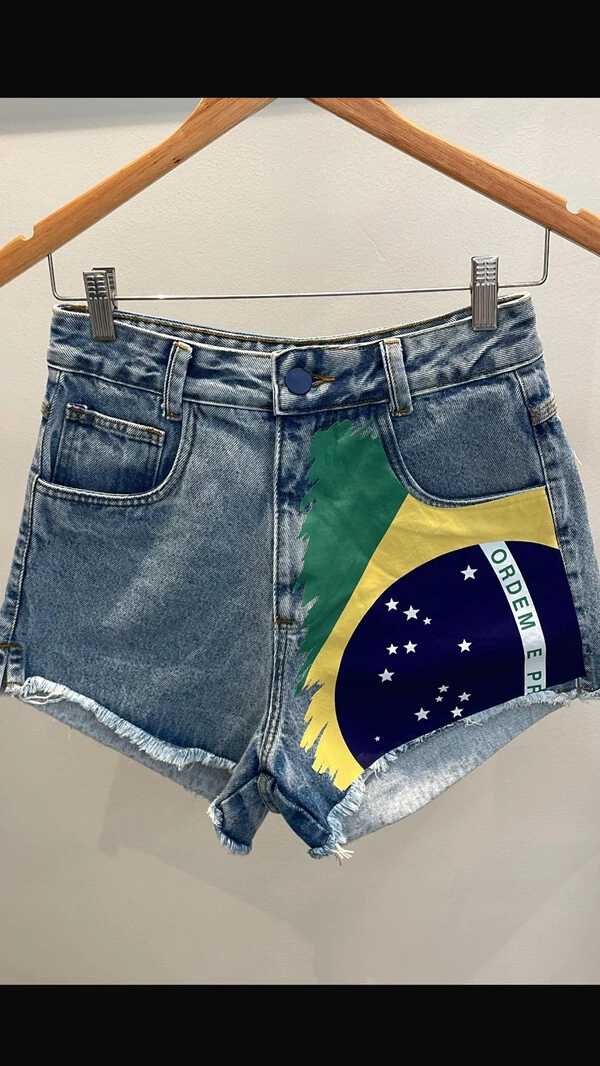 shorts jeans brasil planet 100% algodao