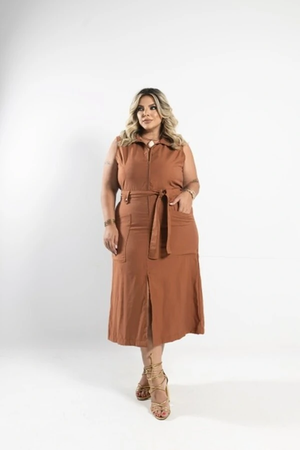 pre venda vestido ziper e faixa viscose sarjado encanto milanjus