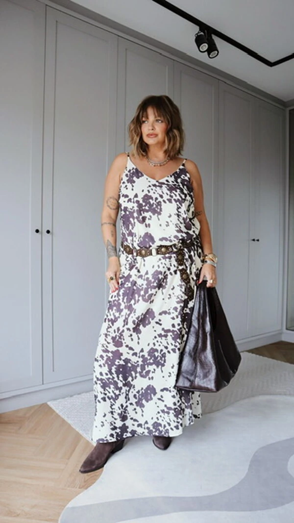 vestido em crepe ggt premium cow print planet
