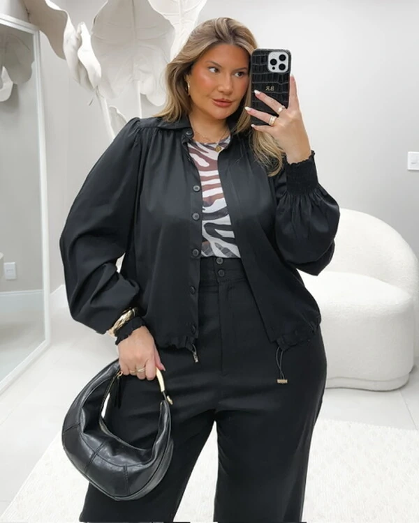 Jaqueta bomber viscose sarjada doce